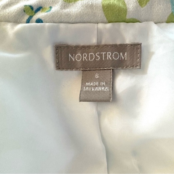 NORDSTROM FLORAL WHITE GREEN BLUE LIGHTWEIGHT KNEE LENGTH TRENCH COAT JACKET Sz6 - Picture 7 of 12